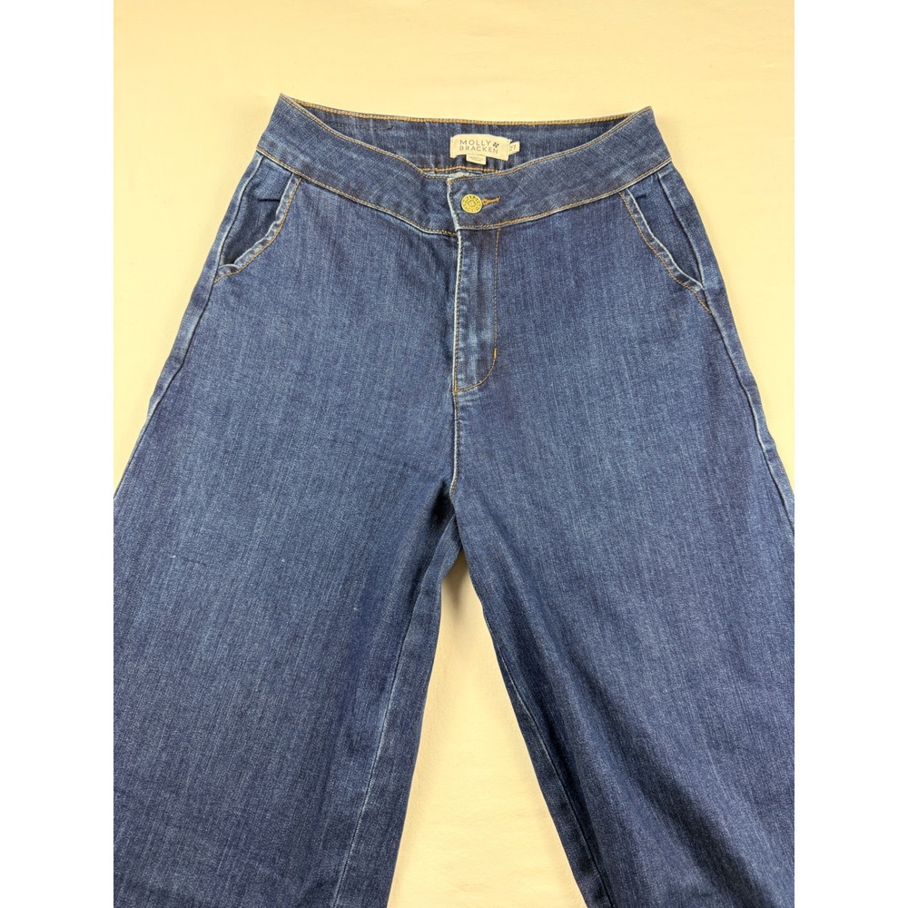 Molly Bracken Womens Sz 27 Wide Leg Jeans Medium Wash No Back Pockets E1693CH